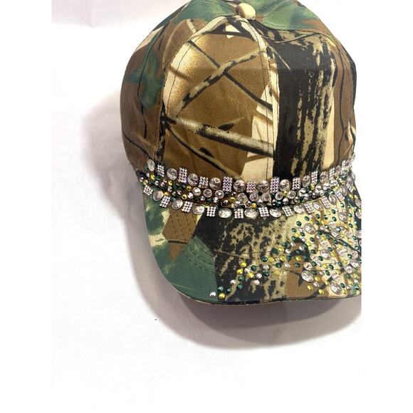 Real Tree style Camo Rhinestone Bling Streetwear Activewear Baseball Cap Hat - Picture 6 of 10